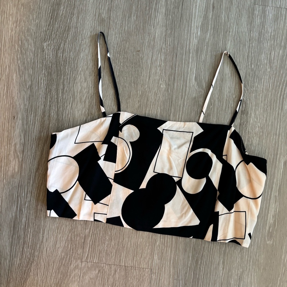 Geometric Black and White Women's Top